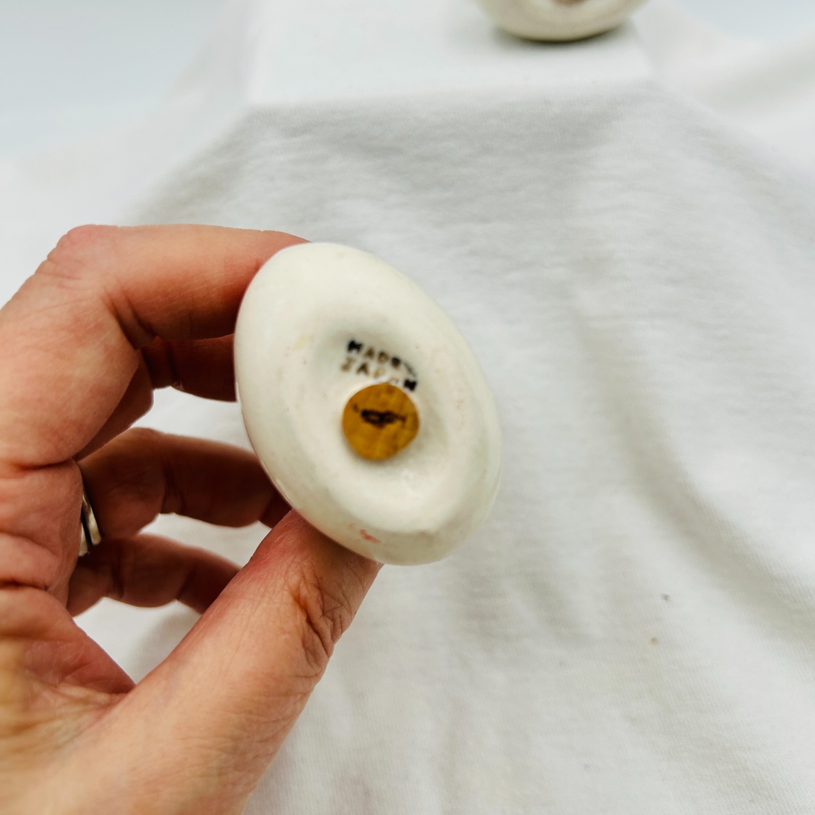 Hand Painted Chickens Roosting on Eggs Vintage Salt Pepper Shakers Made in Japan