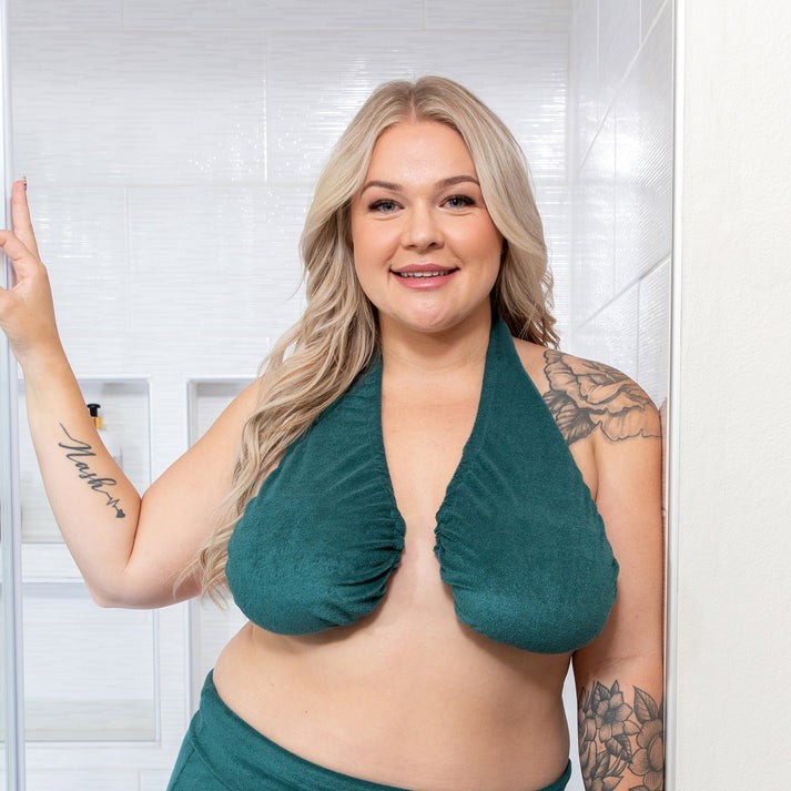 Ta-Ta Towel Halter-Style lounge bra towel - Medium Size - Cascade Green