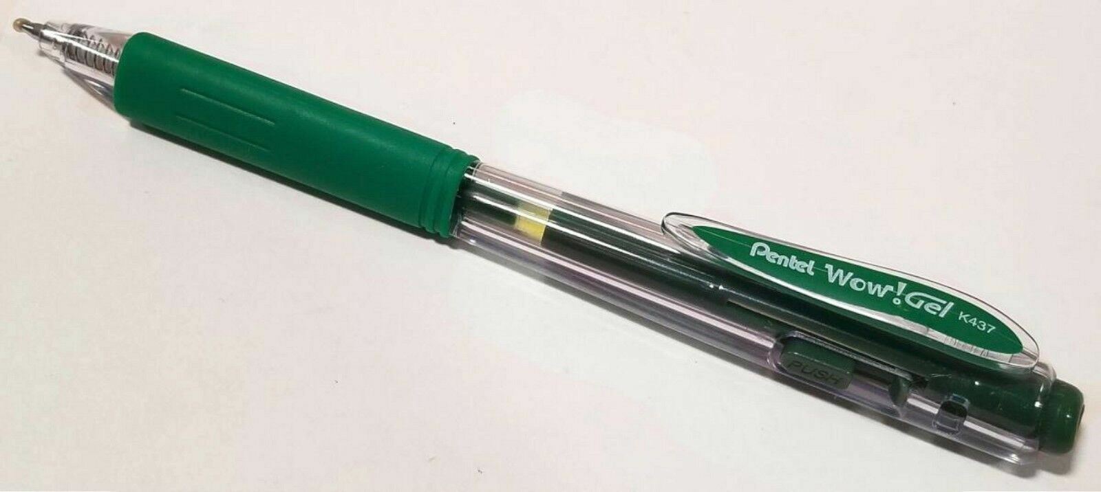 NEW Pentel WOW! Retractable Gel Pen GREEN INK, BULK 144-pcs, Medium .7mm, K437-D