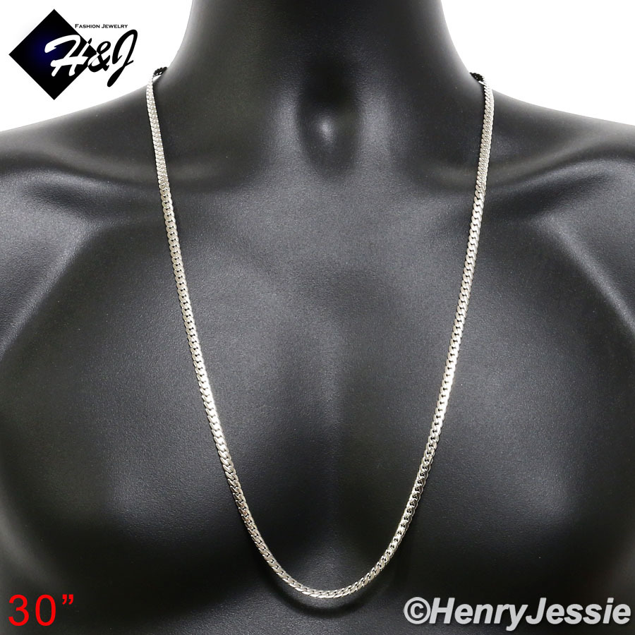 18-40"MEN Stainless Steel 3/4/5/6/8mm Silver Miami Cuban Curb Chain Necklace*155