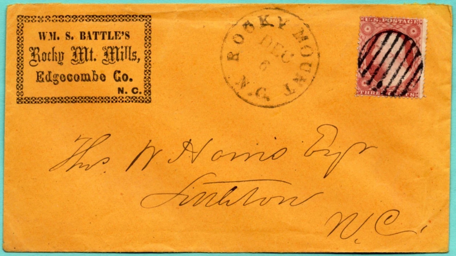 NORTH CAROLINA - ROCKY MOUNT CDS - US# 26 w GRID on AD Cover to LITTETON NC !!