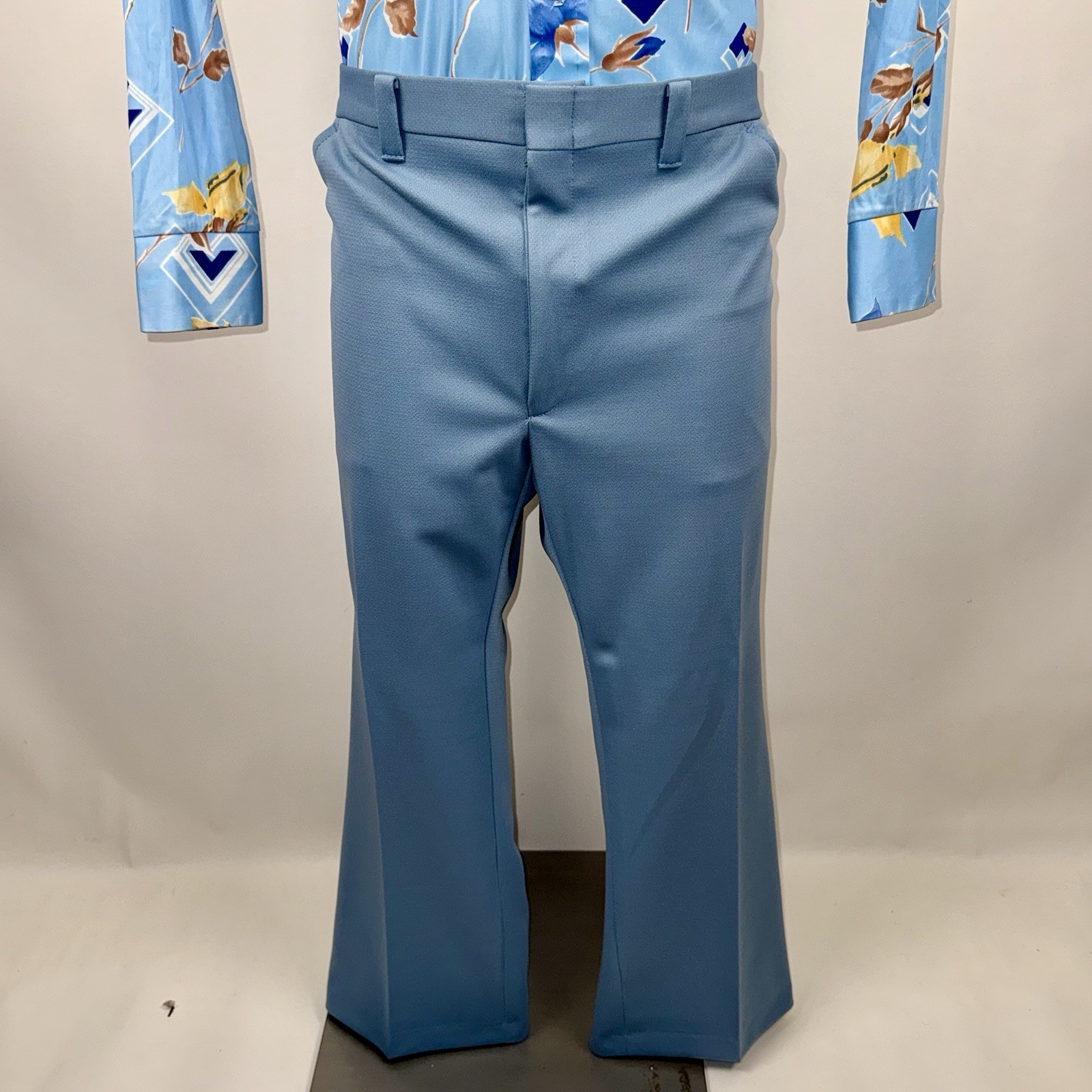 Haband Disco Pants Mens 40 28 Blue Polyester Leisure Suit Disco Mod Vtg 60s 70s