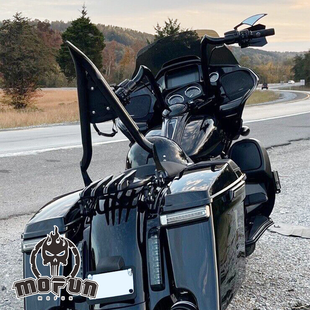 27" Black Backrest Sissy Bar & Stealth Rack For 09-24 Harley Road Street Glide