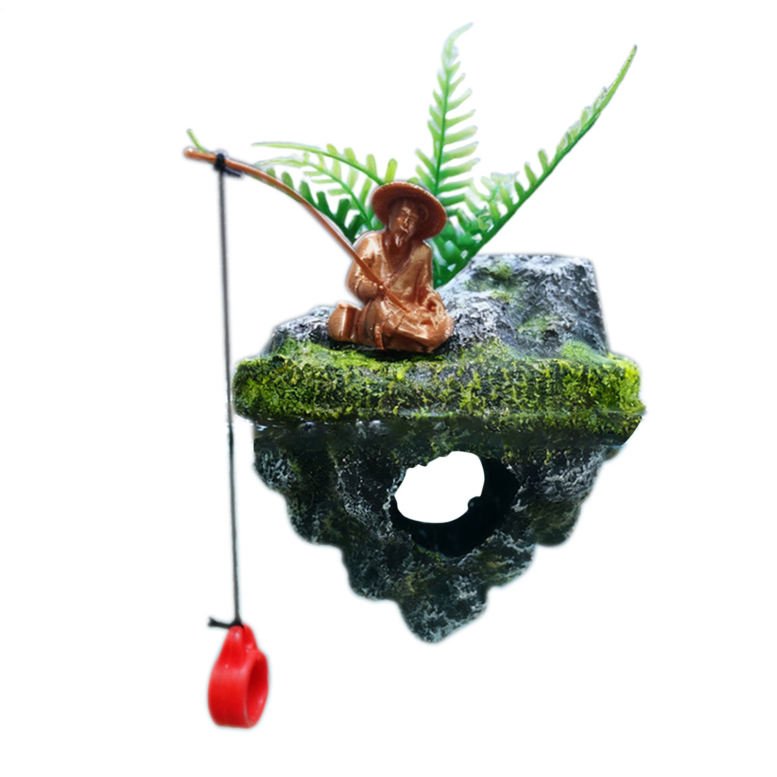 Aquarium Decorations Resin Realistic Small Floating Fisherman Island Fish
