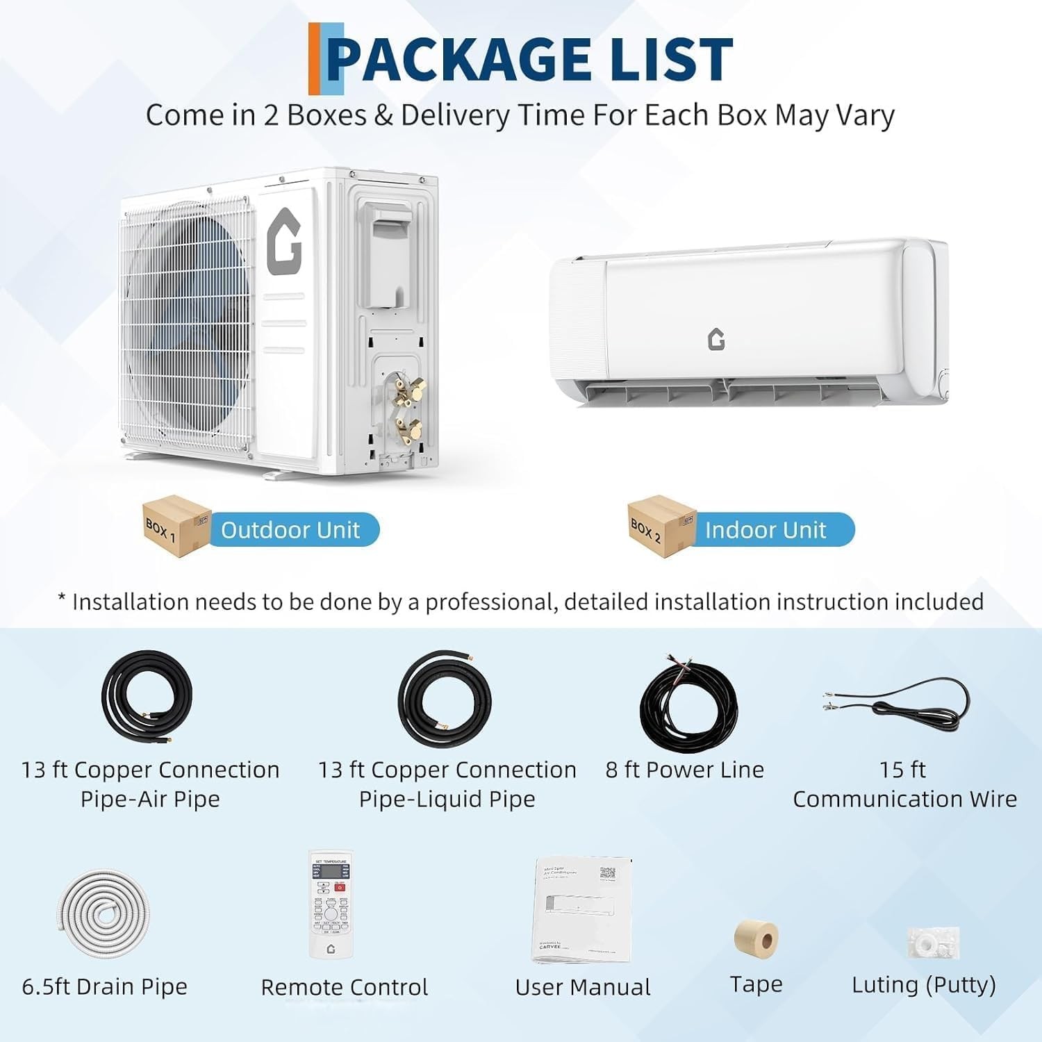 12000 BTU Ductless Mini Split Air Conditioner Inverter Heat Pump 22 SEER2 110V