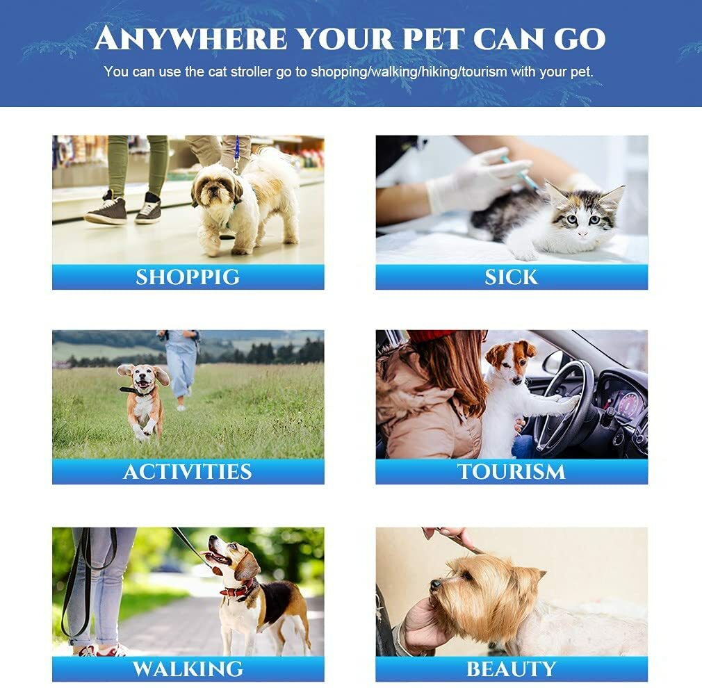 Pet Stroller 4 Wheels Posh Folding Waterproof Portable Travel Cat Dog Stroller