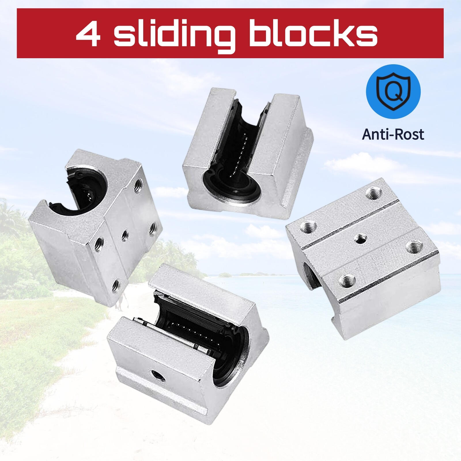 2PCS SBR20 200-2200mm Linear Rail Slide Guide Shaft 4x SBR20UU Bearing BLOCK CNC