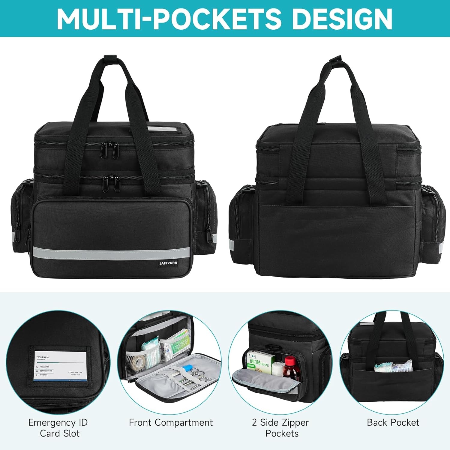 Large Pill Bottle Organizer, Double Layers Medicine Storage 2 LAYERS, BLACK