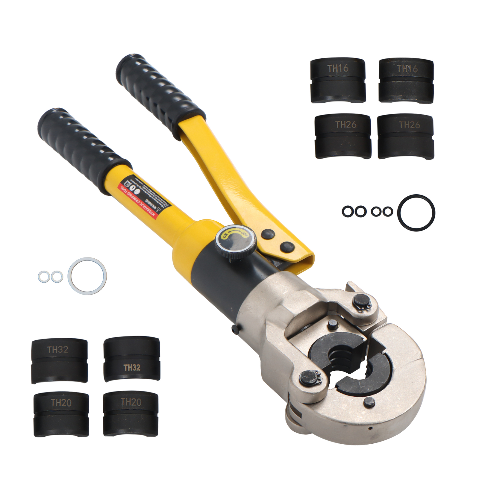 Copper Tube Fittings Crimping Tool w/ 1/2 3/4 & 1-inch Jaw Hydraulic Pipe Cutter