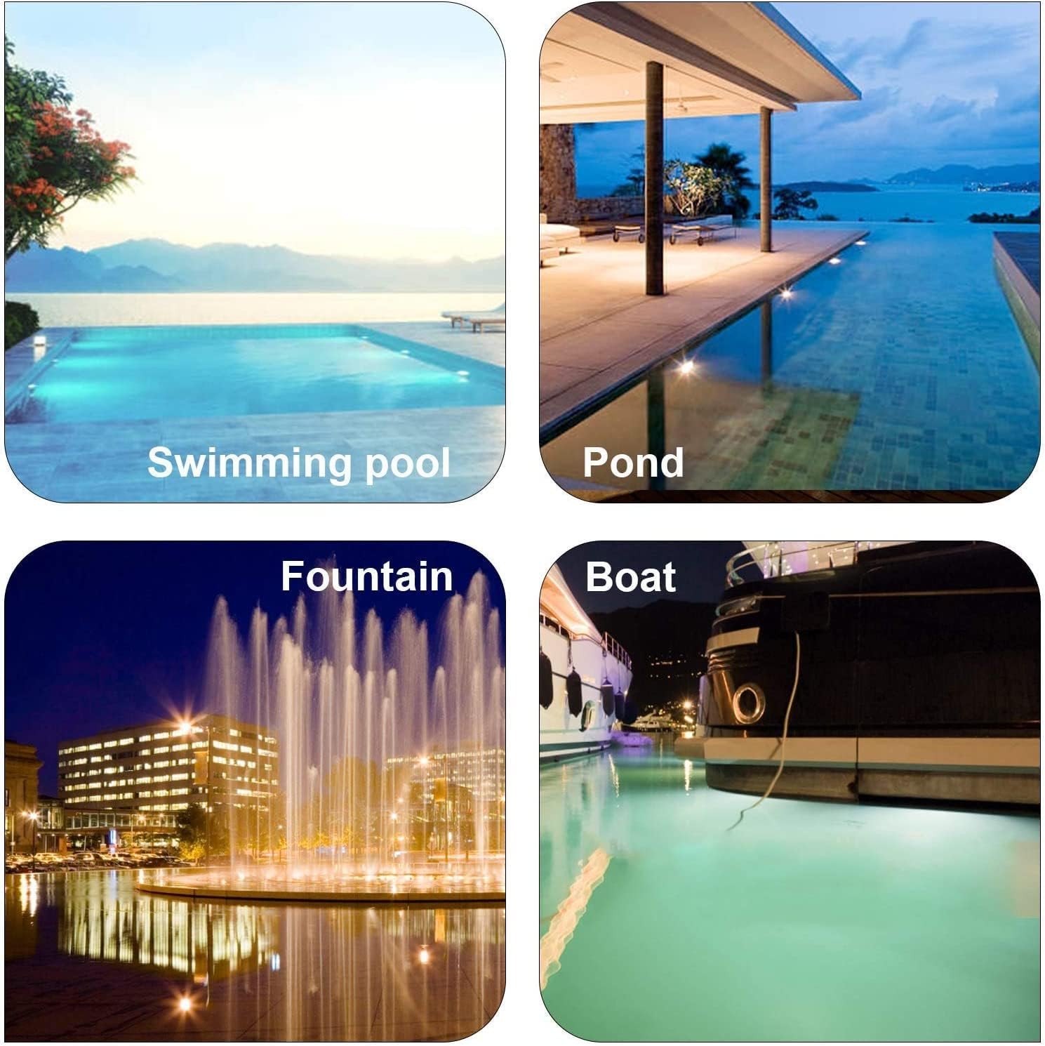 4Pack LED Pool Light Dimmable Warm White 3000K 3W Low Voltage Underwater Pond Li