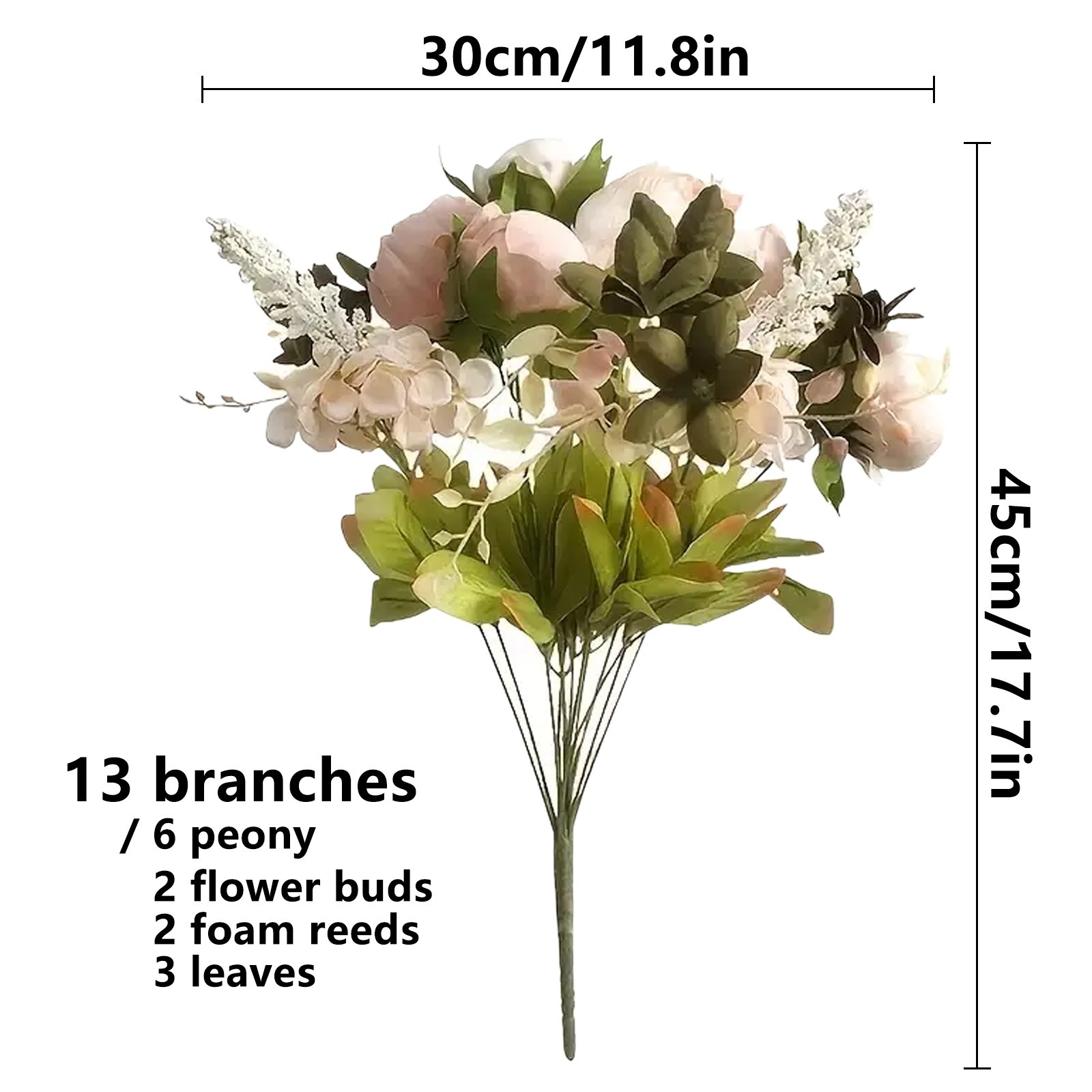 A bouquet of European-style faux peony silk flowers for home decor