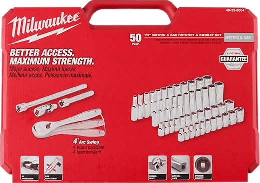 Milwaukee 48-22-9004 1/4Dr SAE/Metric Socket Mechanics Tool Set(AUTH USA DEALER!