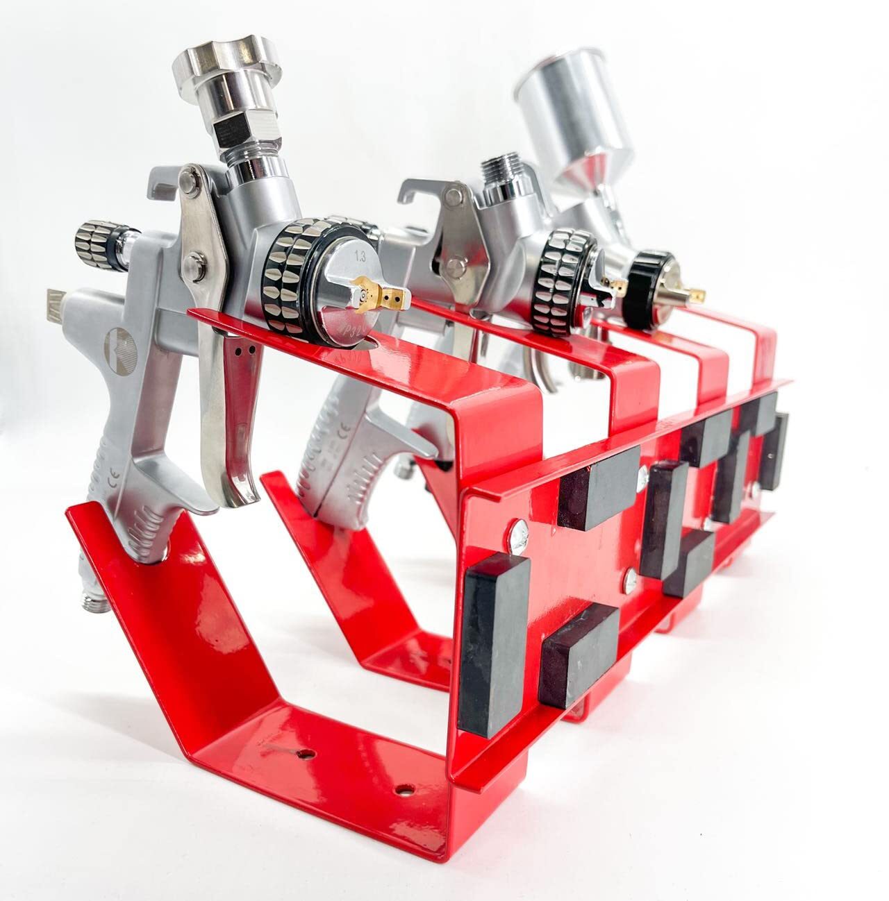 Magnetic Paint Spray Gun Holder Stand, Holds 4 Gravity Feed