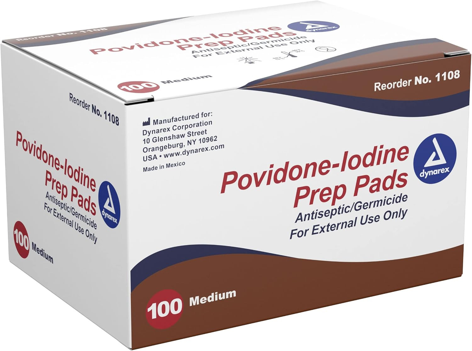 Povidone Iodine Prep Pads, Medium Sized Packaged in Individual Foil Packs, Brown