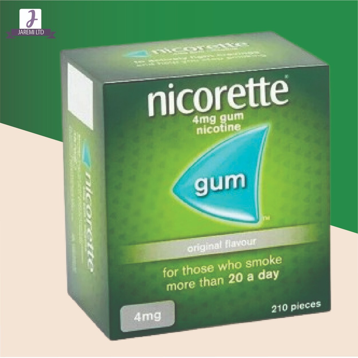 6 x Nicorette ORIGINAL Flavour Gum 4 MG 210 Pieces