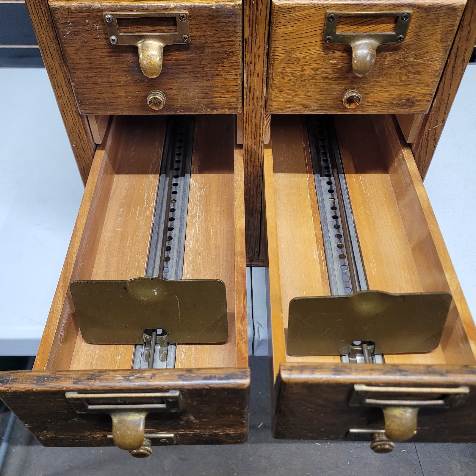 Vintage Remington Rand 6 Drawer Library Card Catalog File Cabinet Oak Solid