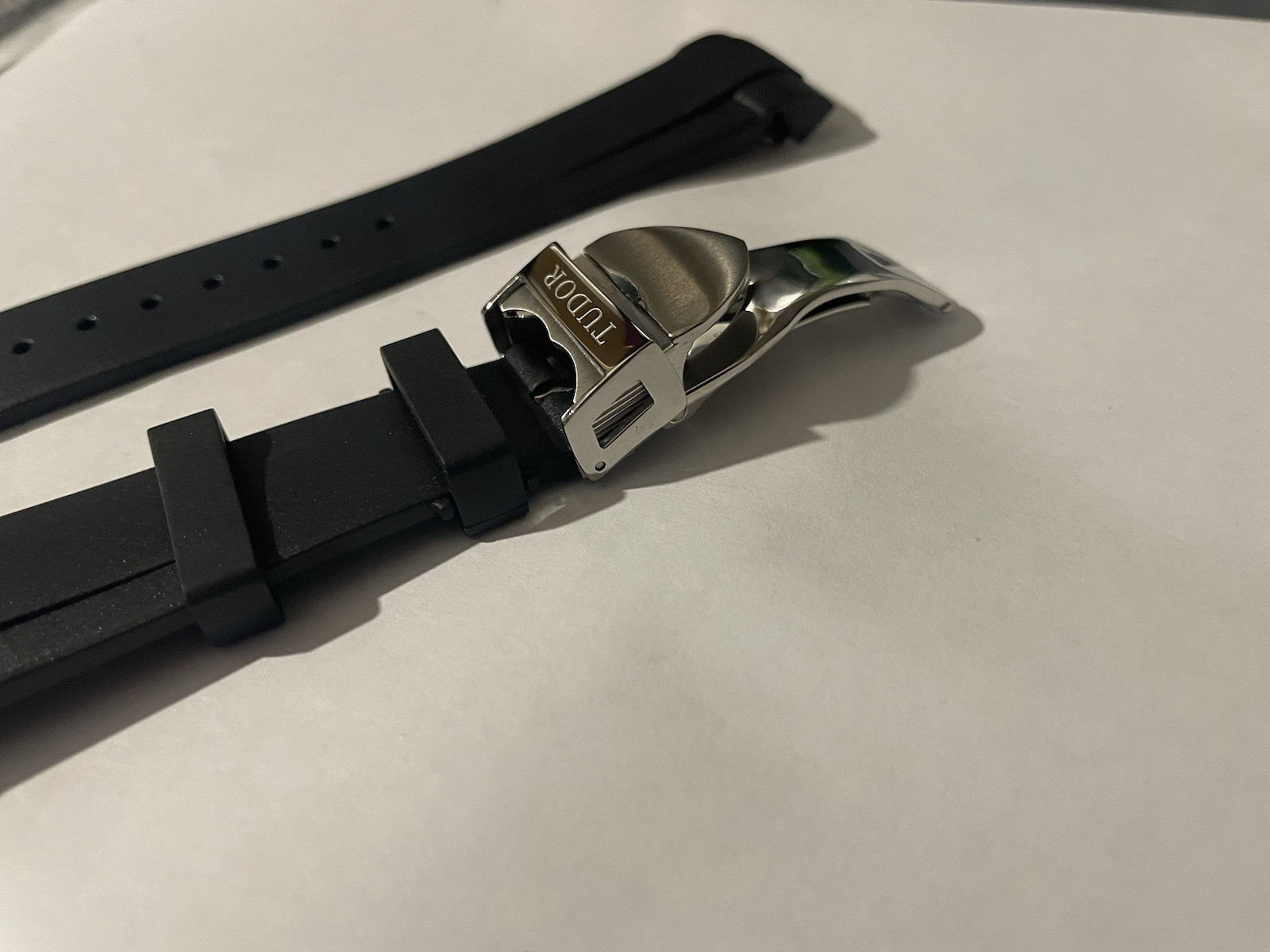 Tudor 22mm Black Rubber Watch Strap Band Fits Black Bay Watches Curved Lugs