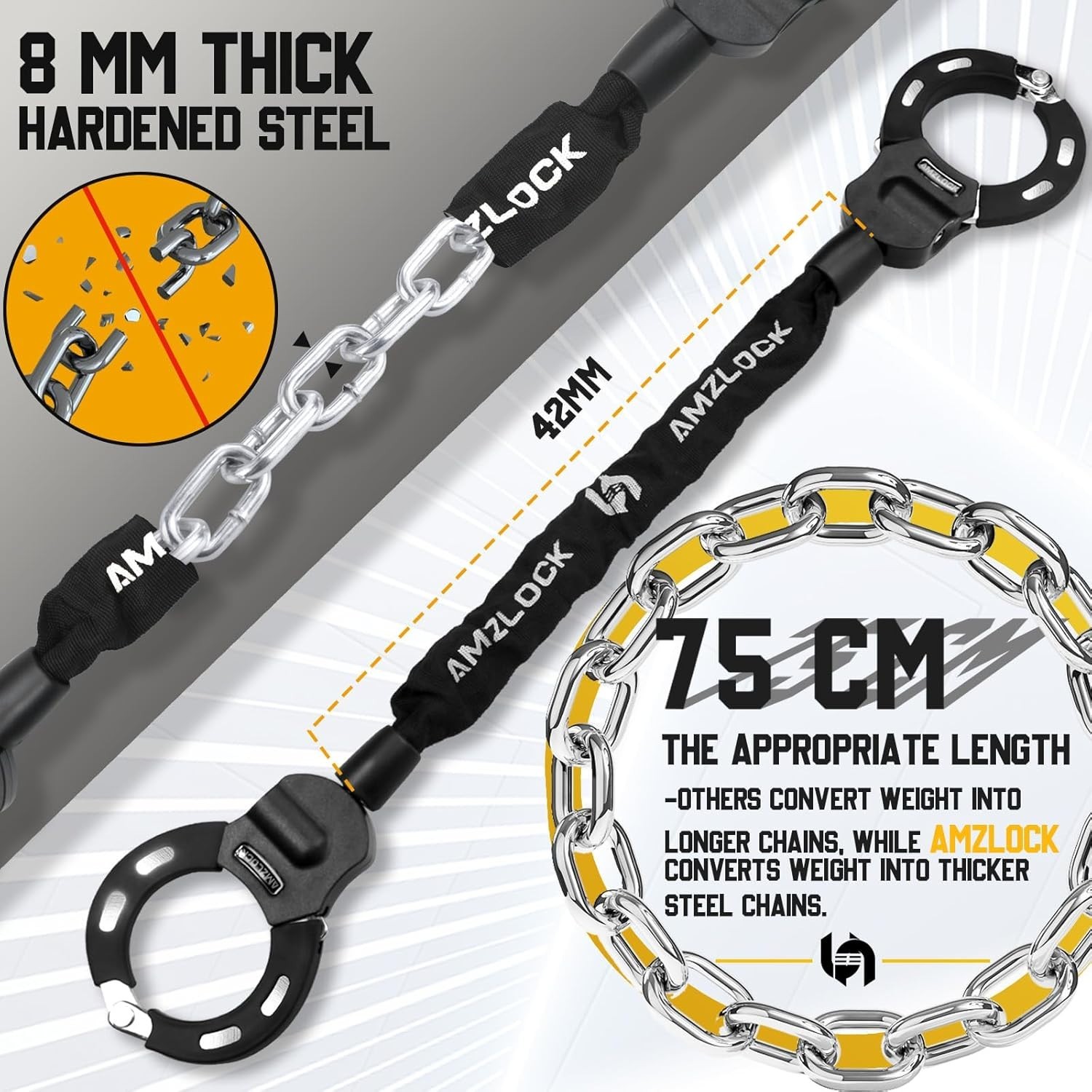 Electric Scooter Lock, Heavy Duty Anti-Theft Chain Lock with Key for E-Bike