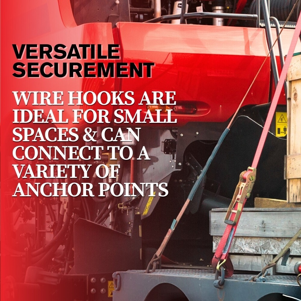 4PK 3" x 30' Cargo Ratchet Straps with Double-J Wire Hooks for Flatbed Trailers