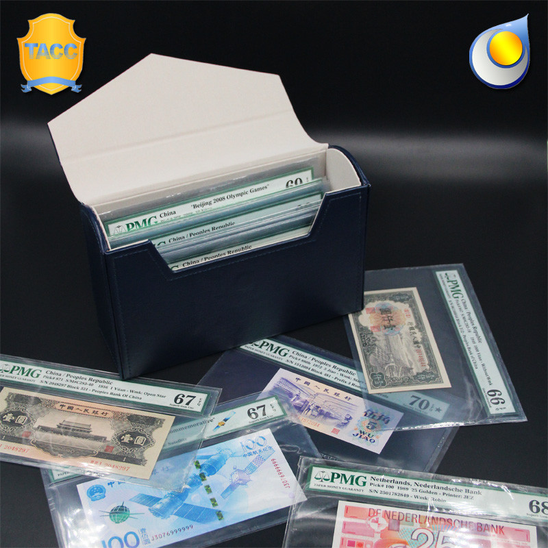 Storage Box w Faux Leather for PMG Graded Banknotes Currency Holder Paper Money