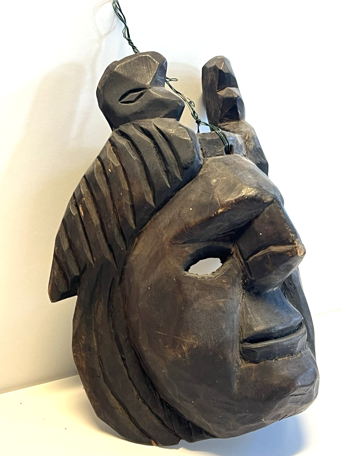 Antique Native American indian Hand Carved Totem Style Wooden Wall Hanging Mask