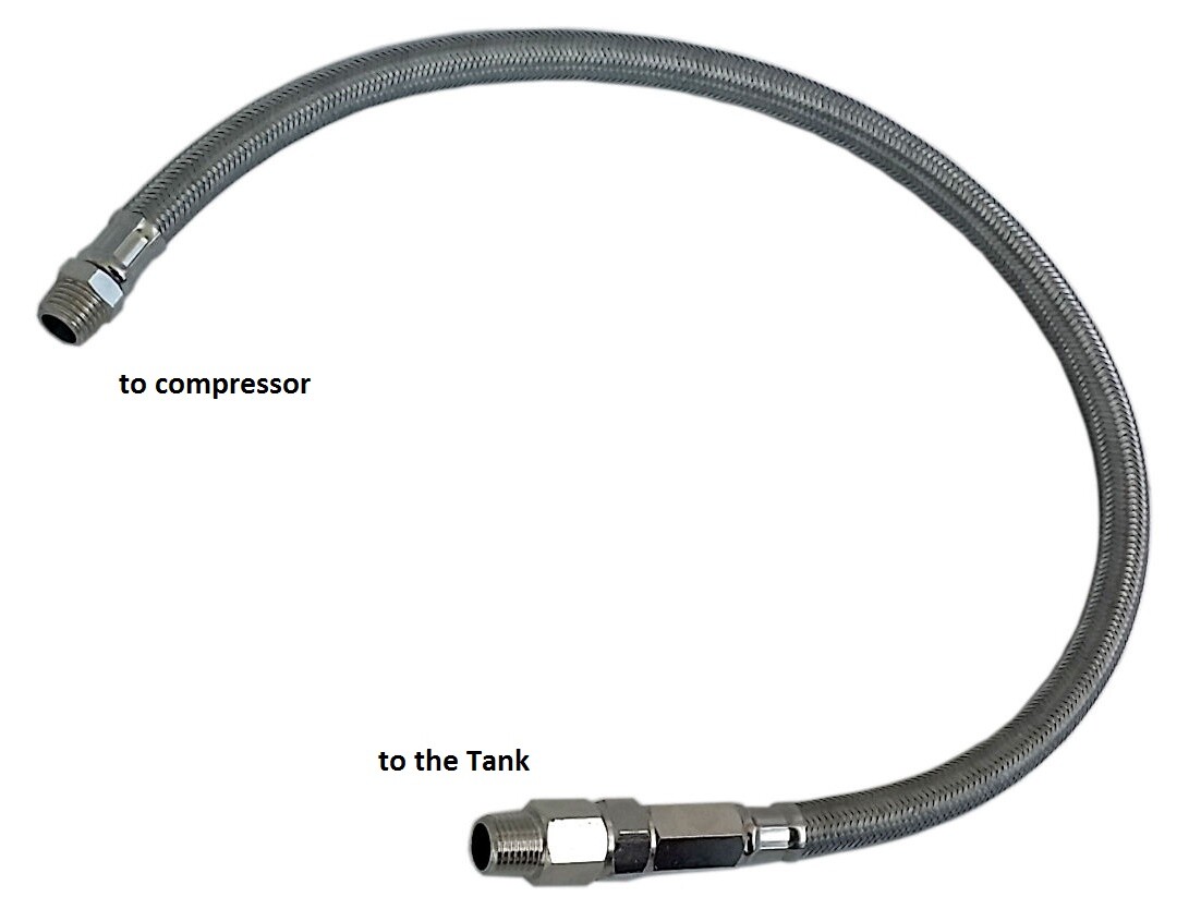 22" Air Compressor Leader Hose w/Check Valve 1/8"npt Male to 1/4"npt Male