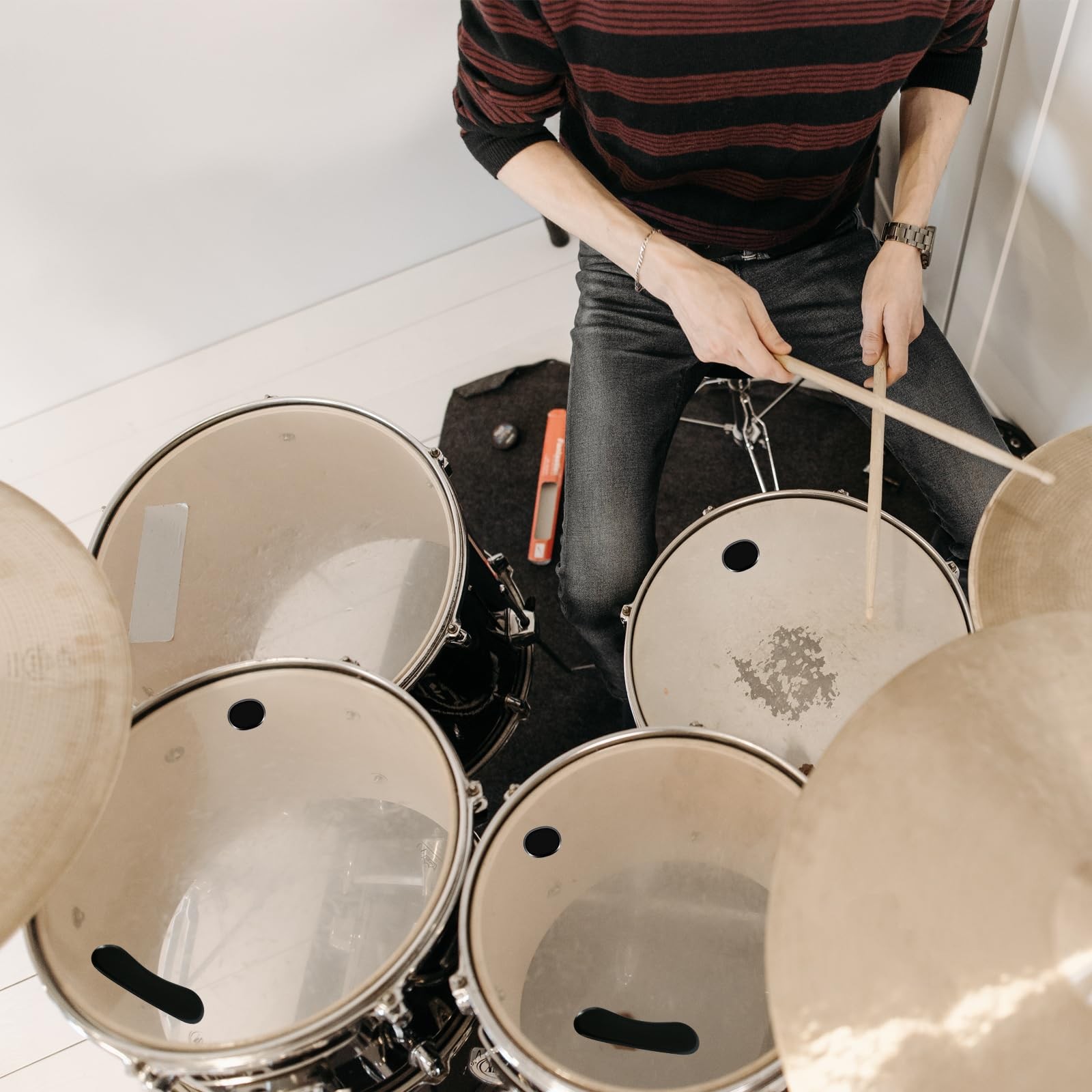 EASTROCK 16 Pieces Drum Damper Gel Pads, 2pcs Round and Long Black