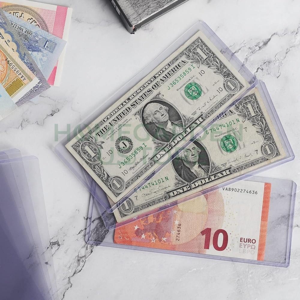 (50) CURRENCY HOLDERS Semi Rigid REGULAR Vinyl Sleeves for Banknotes Dollar Bill