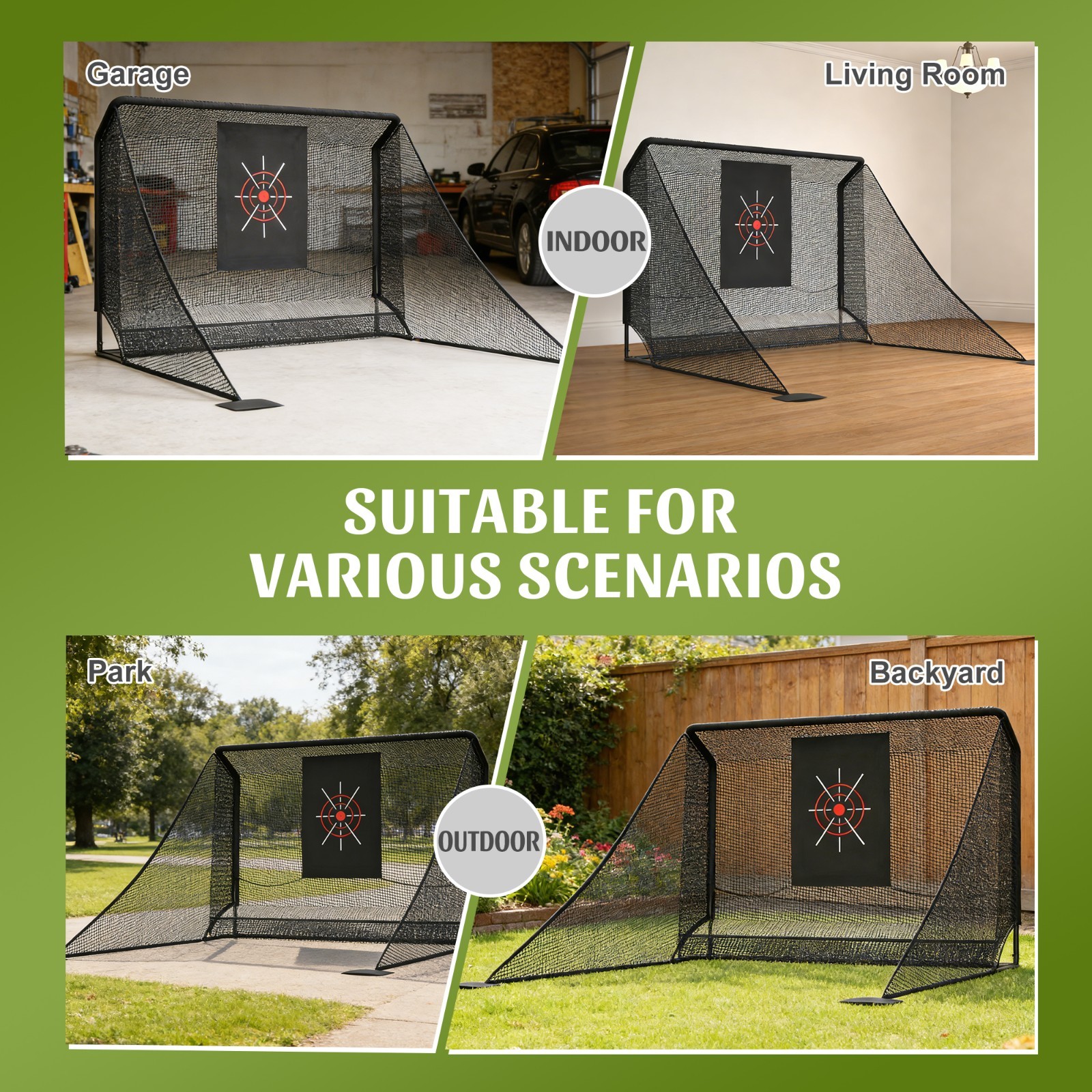 10x7.5 ft Golf Practice Hitting Net with Frame, Netting, Target and Accessories