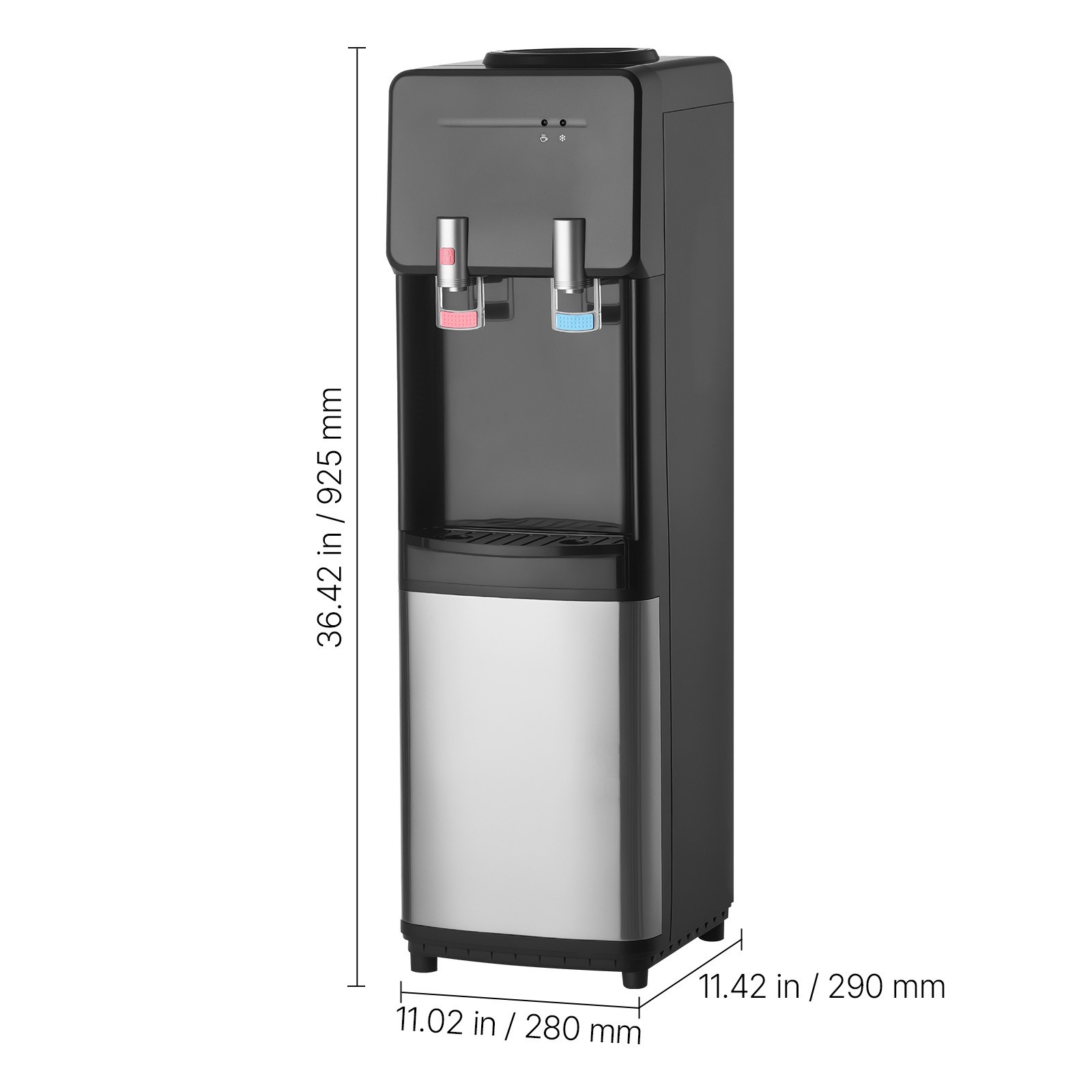 Top Loading Water Cooler Dispenser for 3 or 5 Gallons Jugs Stainless Steel
