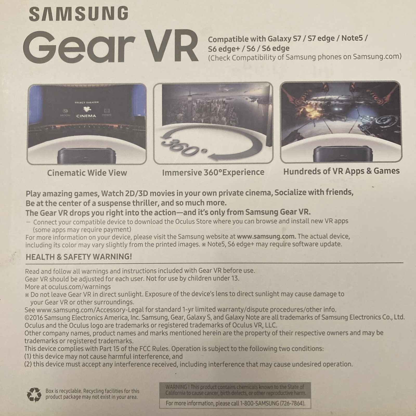 Samsung Gear VR SM-R323 Oculus Virtual Reality Headset GH69-28208A New Open Box