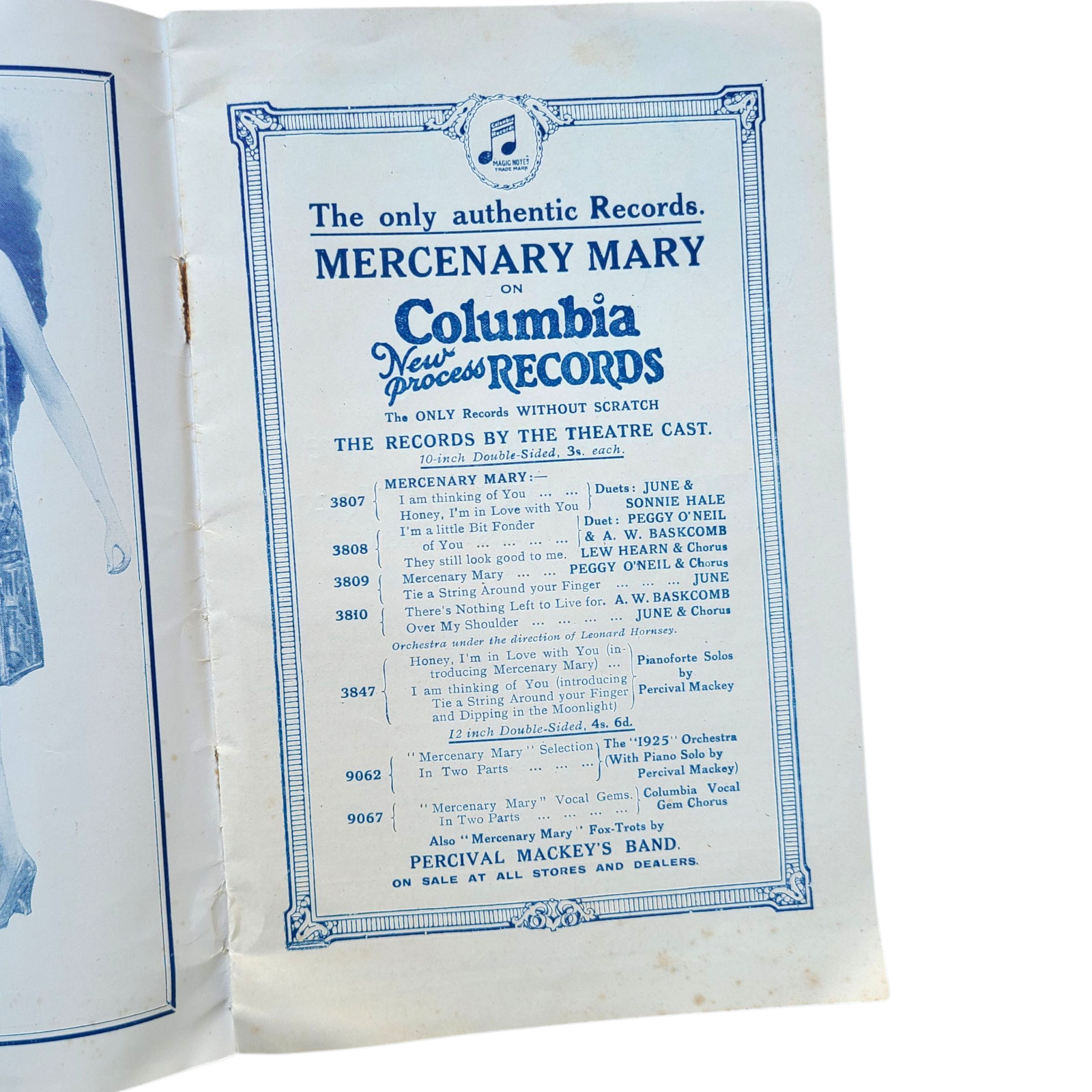 "MERCENARY MARY" 1925 Peggy O'Neill Margaret Campbell London Program Flapper Art