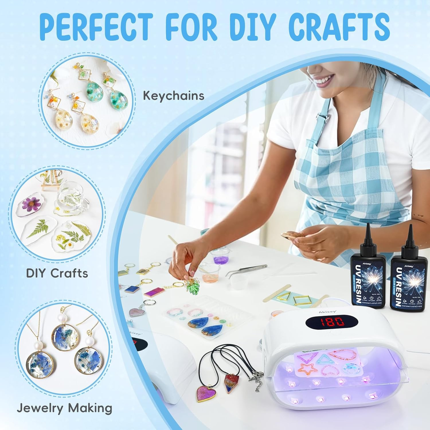 UV Resin 300G, Crystal Clear UV Resin Glue - No-Yellowing, Hard Type, Low Viscos