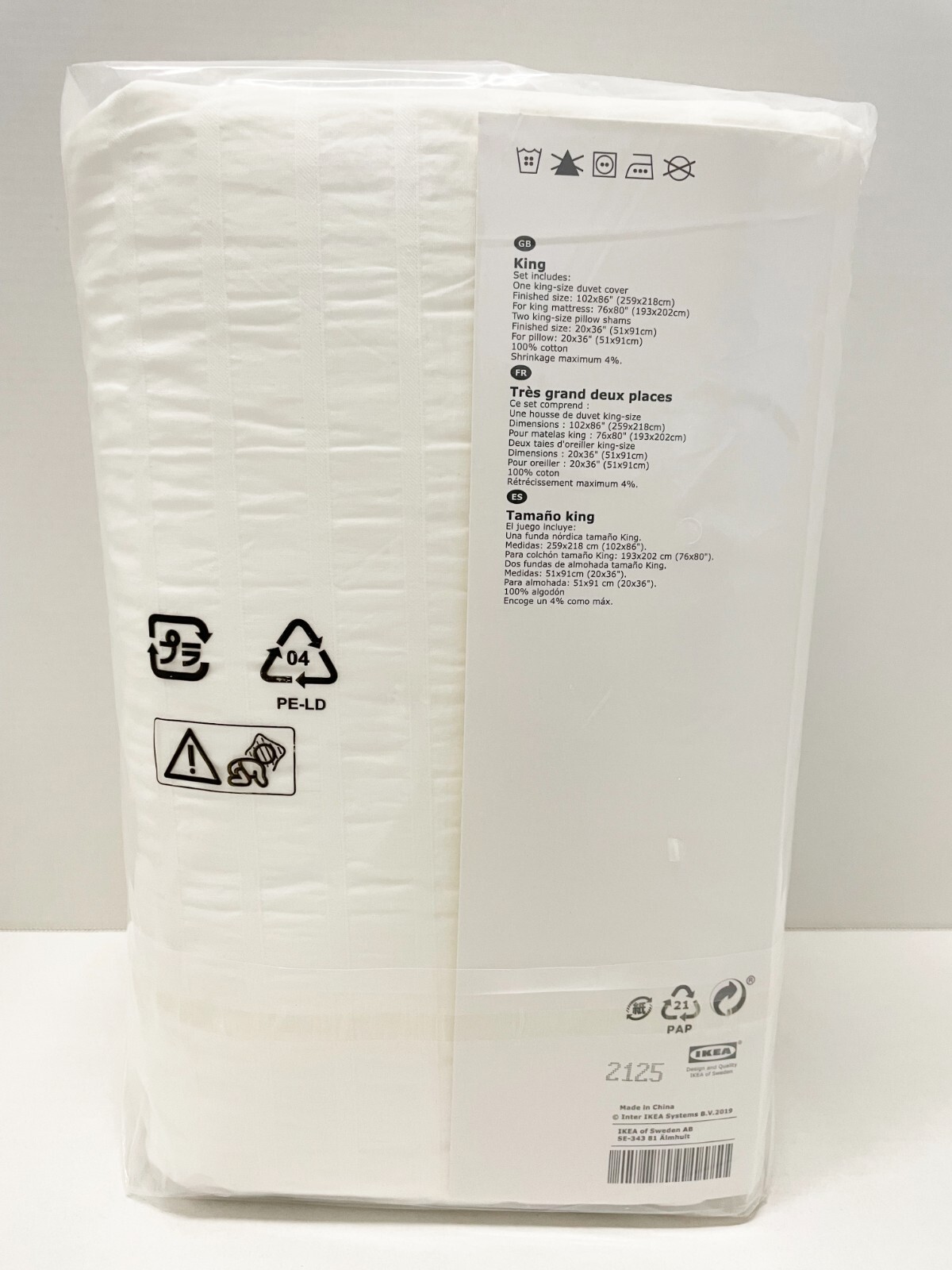 Ikea OFELIA VASS King Duvet cover and pillowcase(s) white - NEW