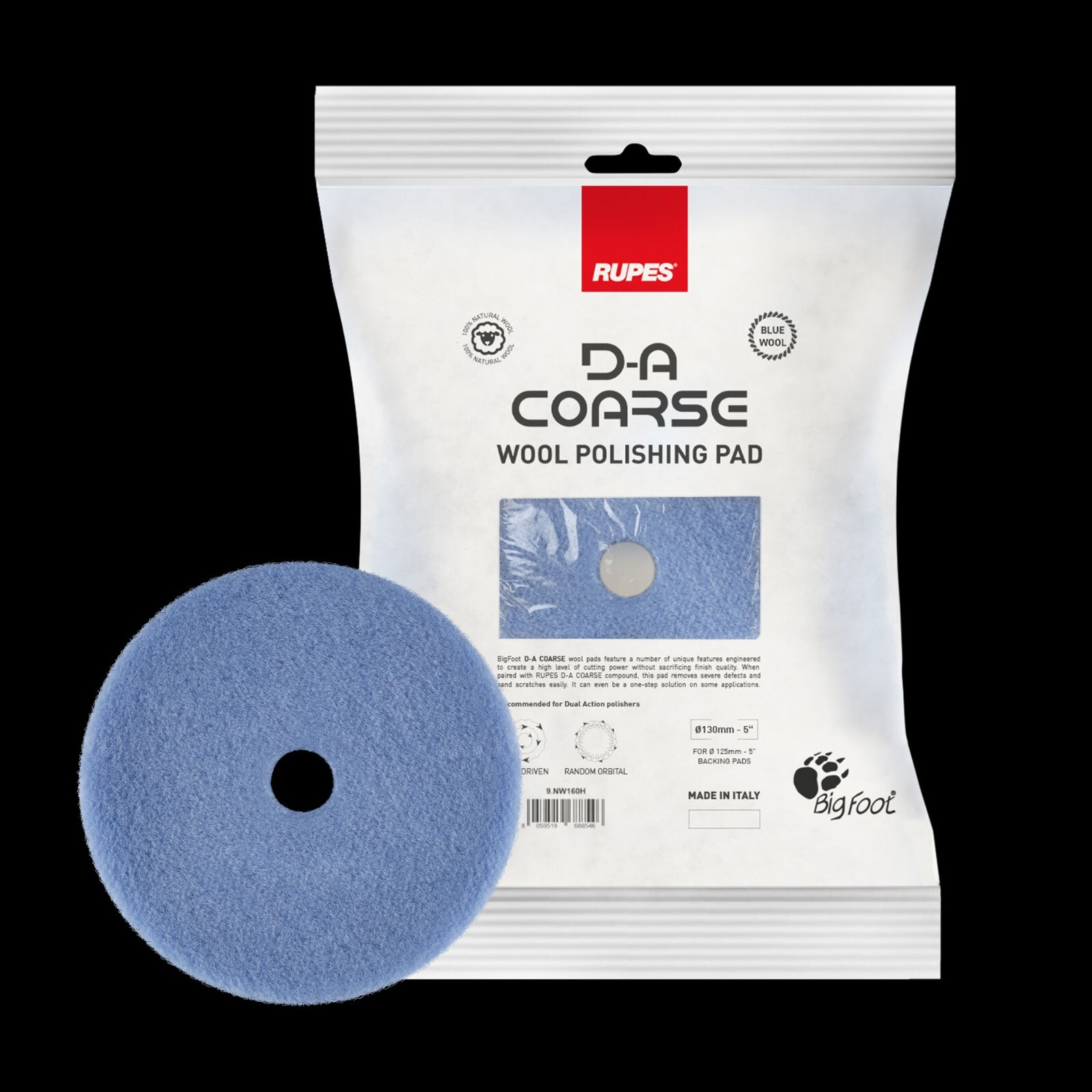 6" Rupes DA Coarse Wool Pad | Blue | 160mm For 6" Backing Plate