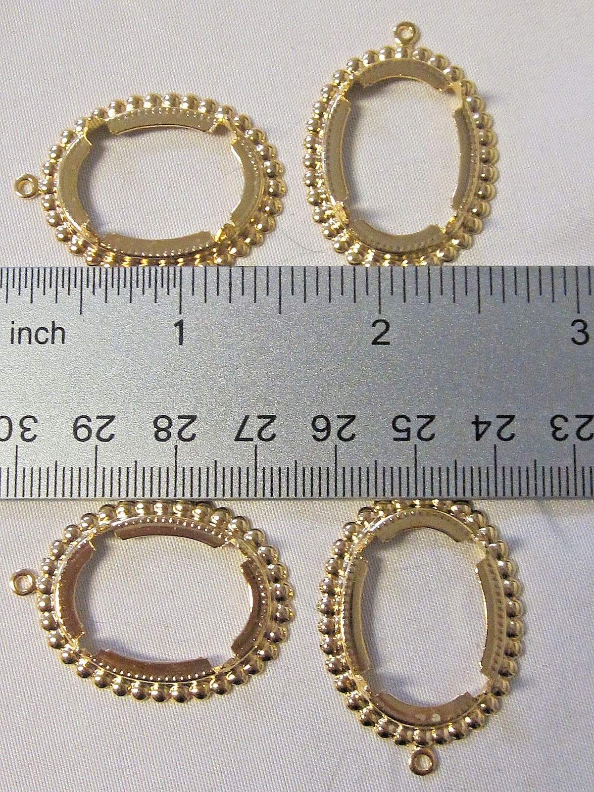 12pc Rare Prong Set HAMILTON GOLD PLATED 25x18mm Oval Cameo Pendant Settings NOS