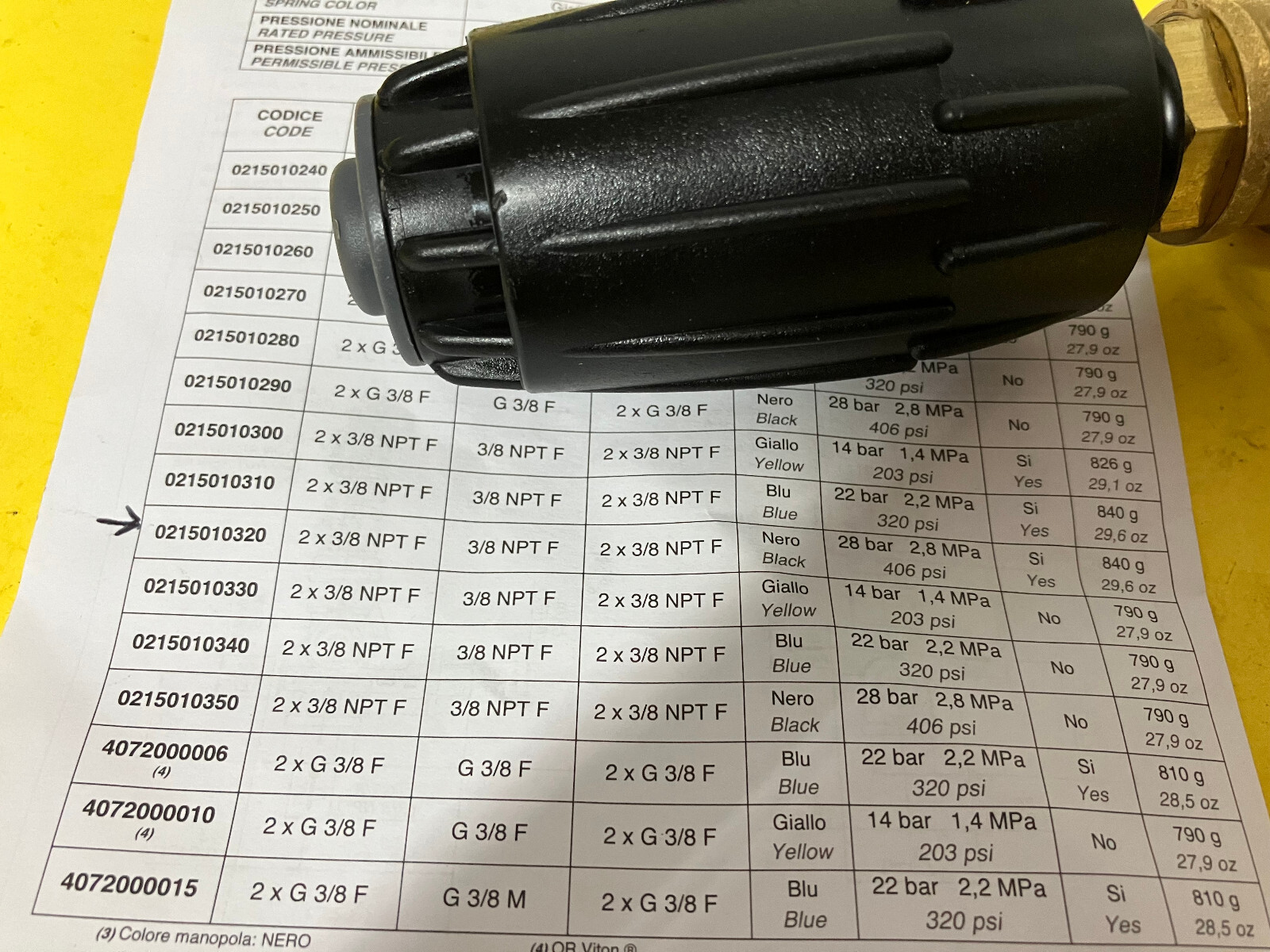 Annovi Reverberi Unloader Pressure Washer Valve VRT3 3/8 NPTF -# 0215010320