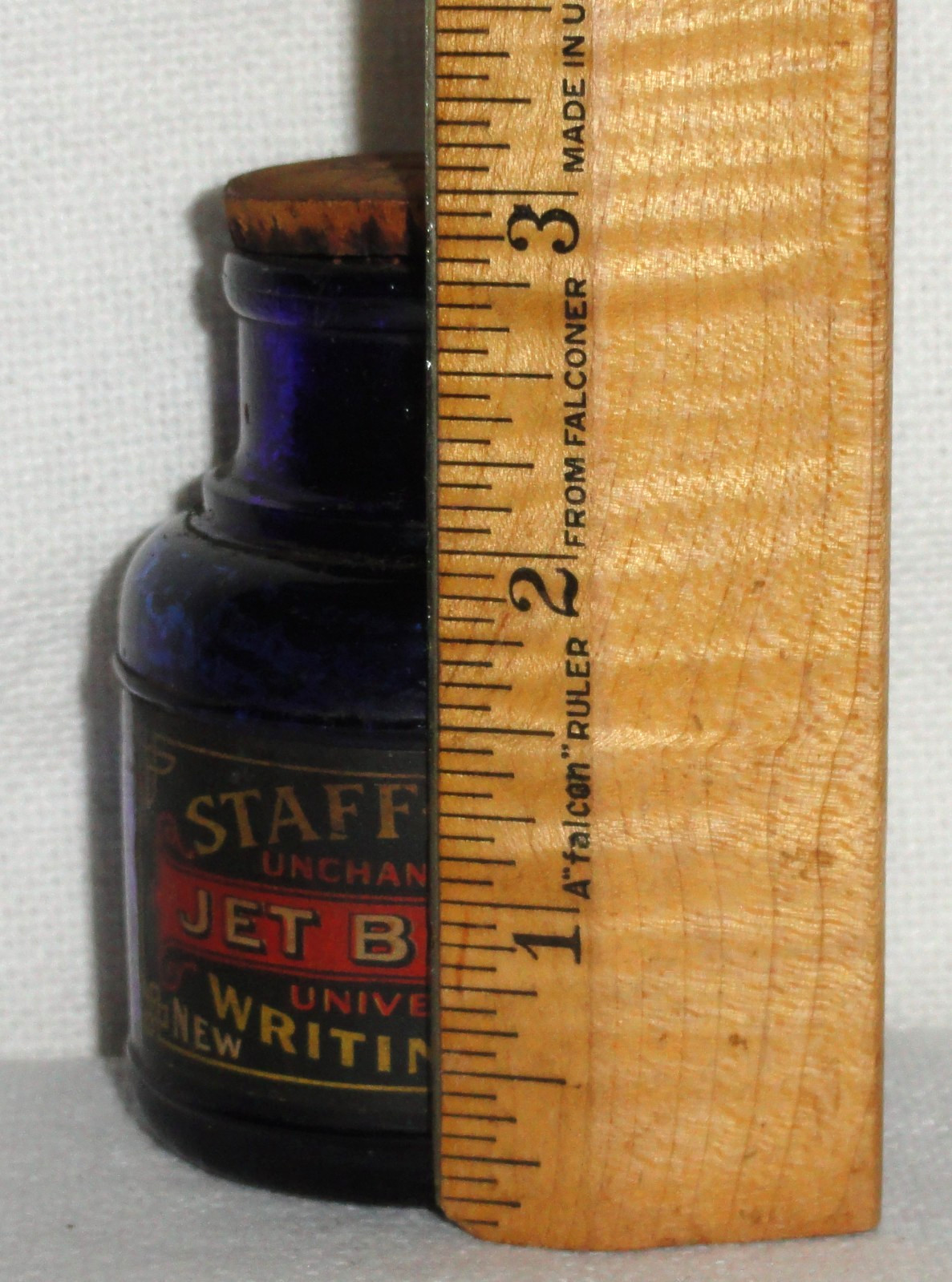 Antique Staffords Ink Bottle ~ Jet Black Writing ~ Original Label & Cork