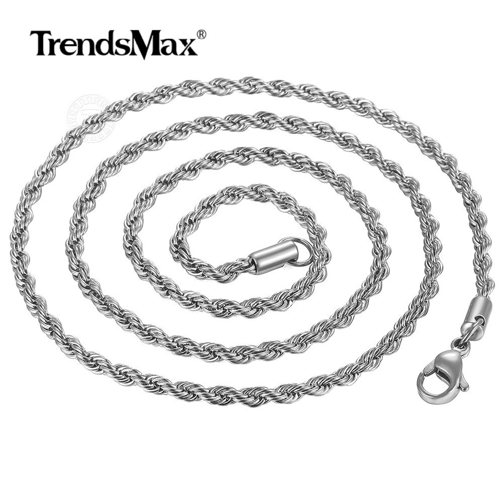 3/5/7mm Twisted Rope Chain Gold Plated Stainless Steel Link Necklace Christmas