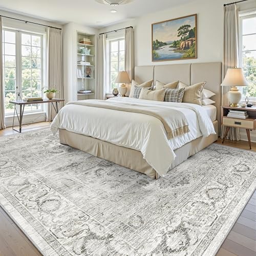 Washable 8x10 Area Rug - Large Soft Rugs for Living Room Vintage Stain