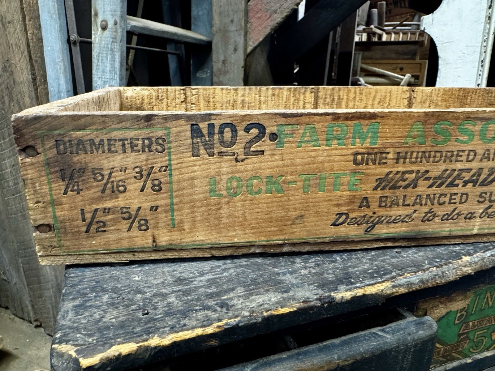 Vintage Lewis Bolt & Nut Company, Farm Assortment Wood Crate Minneapolis Minn