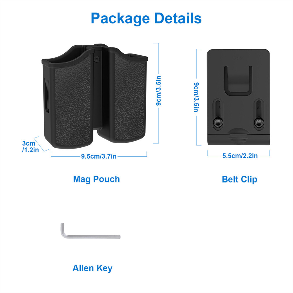 Universal Double Stack Magazine Belt Holster for 9mm 40 Cal Pistol Mag Holder