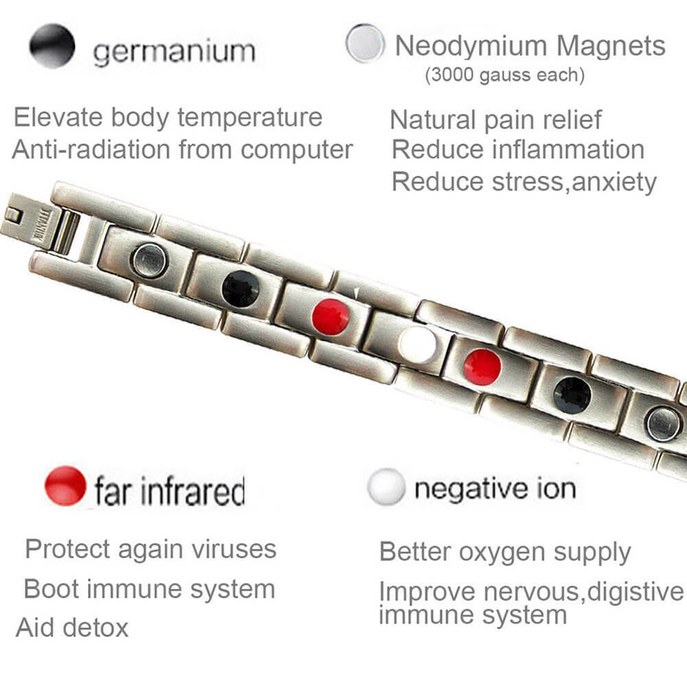 MENS Magnetic Therapy Bracelet 4 Elements Balance Energy Arthritis Pain Relief