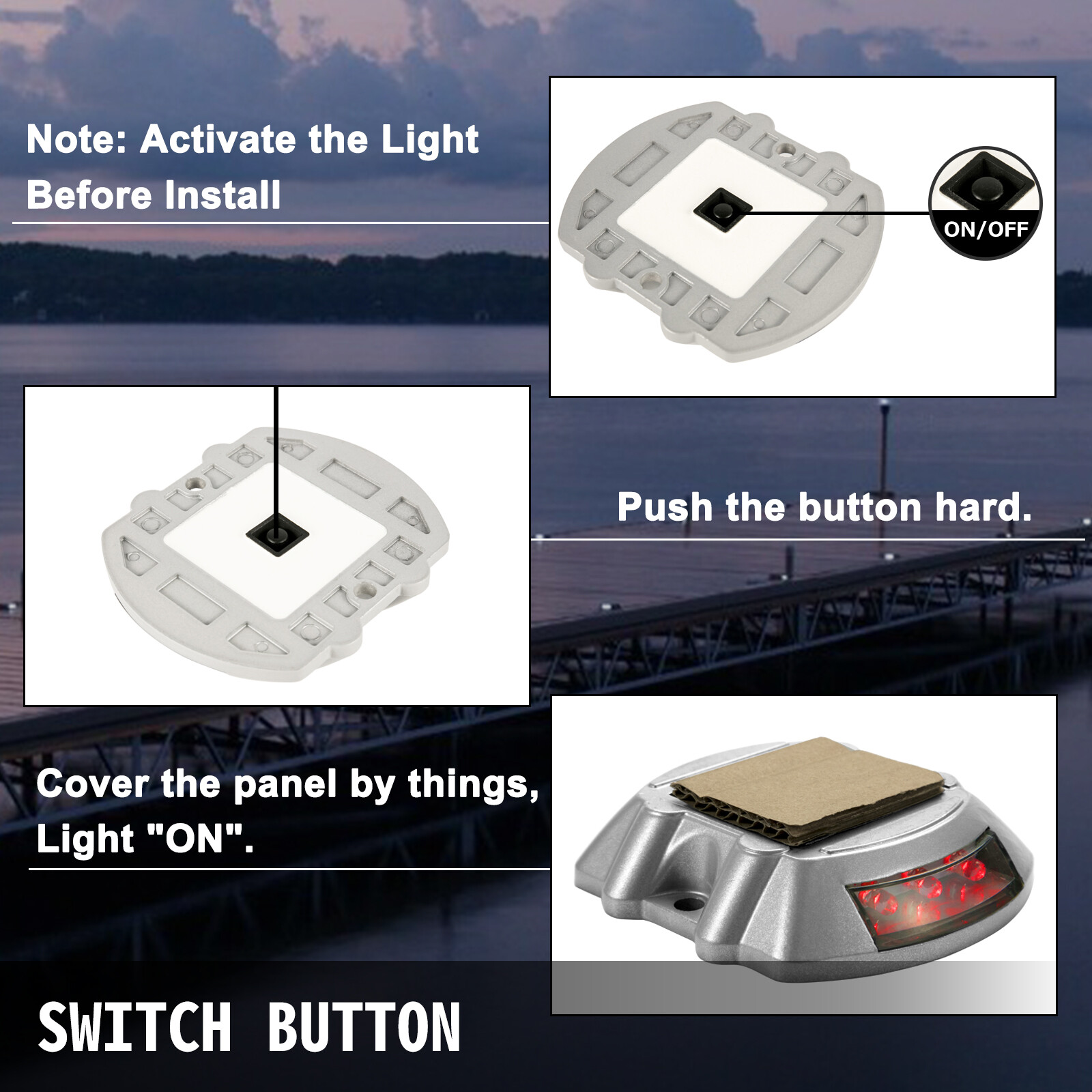 VEVOR 4-24 Pcs Solar Driveway Lights Multicolor LED Solar Dock Deck Lights, IP68