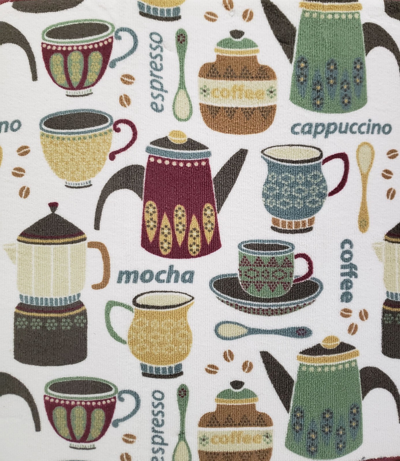 Printed Microfiber Dish Drying Mat (16"x19") COFFEE CUPS, SPOONS & TYPES, FC