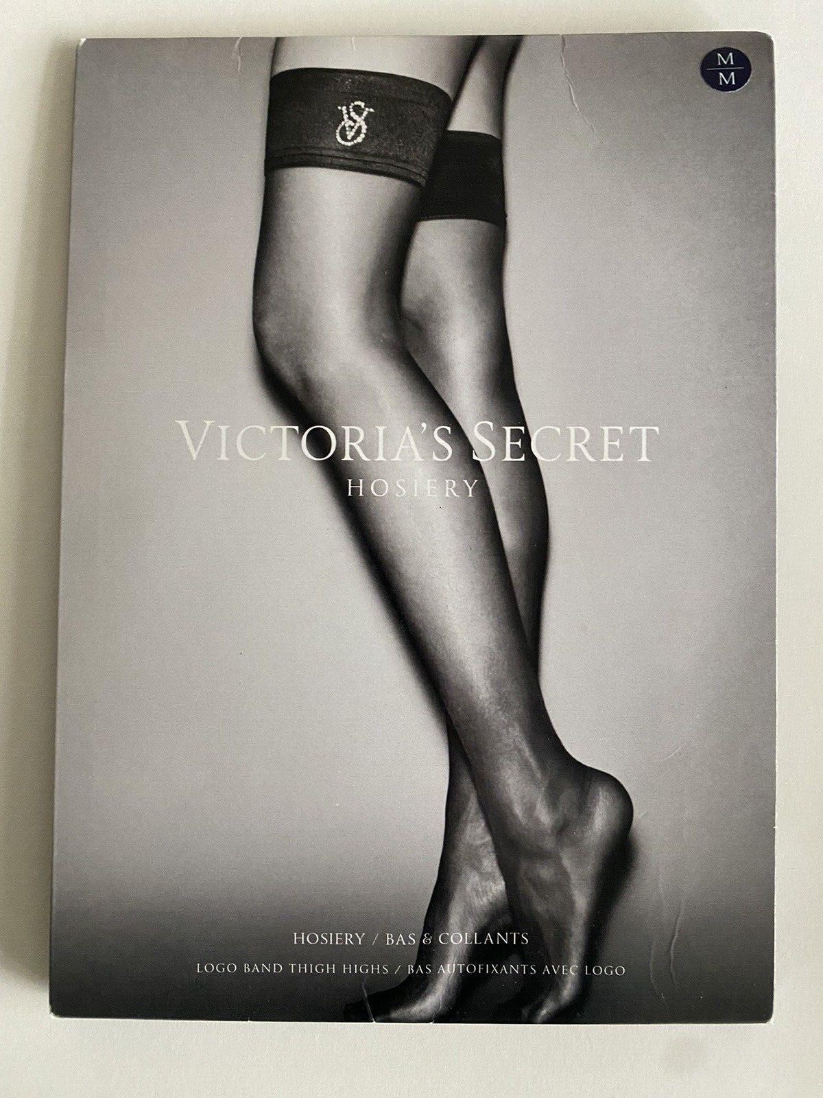 Victoria's Secret VERY SEXY Crystal Stockings Thigh Highs Noir Navy VS Medium