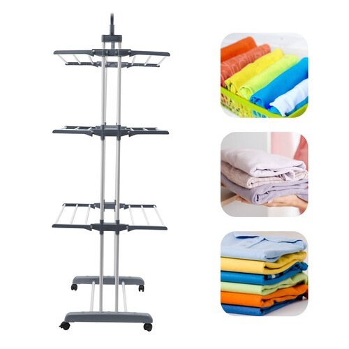 Folding 4 Tier Clothes Drying Rack Metal Laundry Garment Dryer Rack Stand Indoor