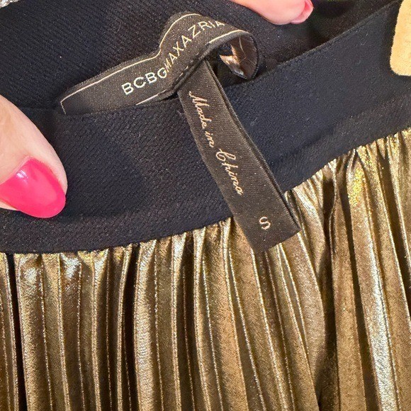 BCBGMaxAzria Metallic Gold Maxi Skirt
