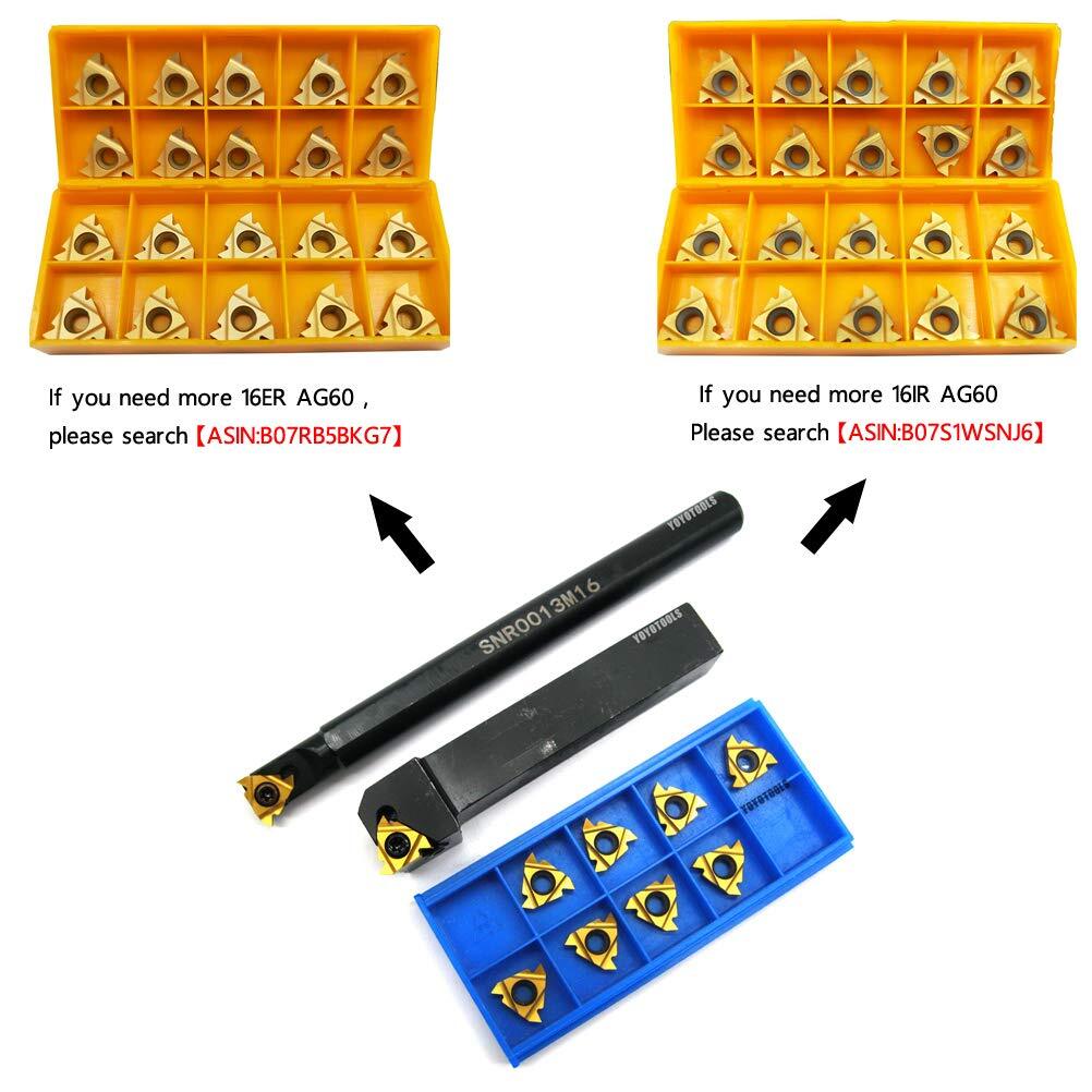 Boring Bar Lathe Internal Threading Inserts 5pcs 16ER +5pcs 16IR Carbide Inserts