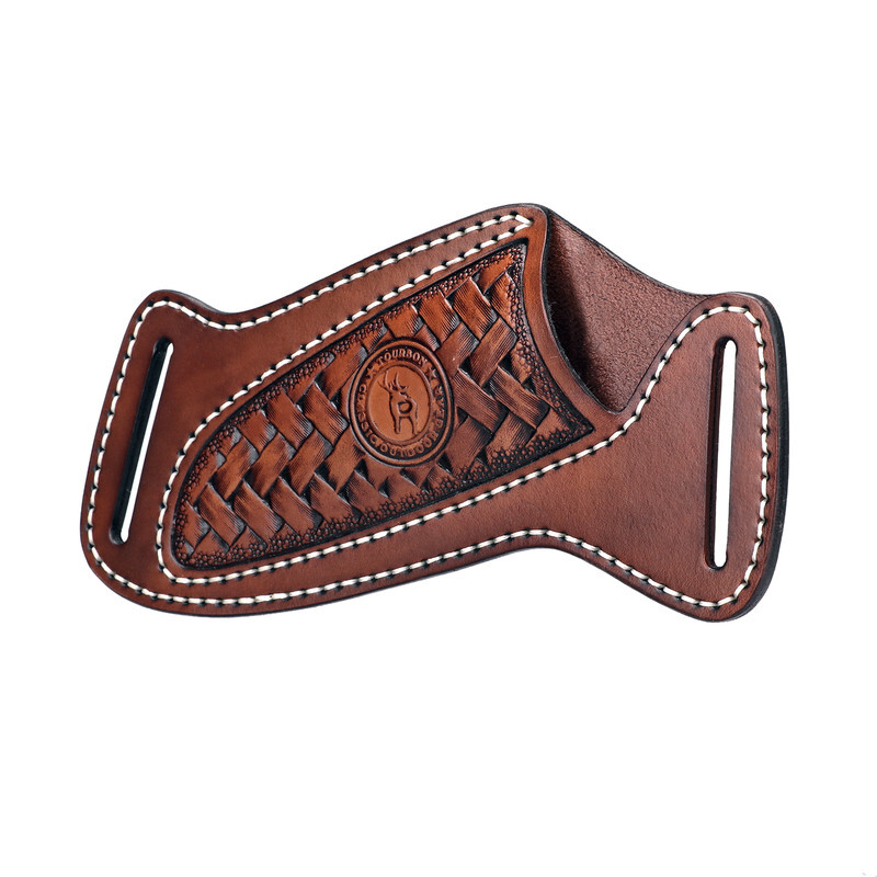 TOURBON Leather Engraved Fixed Blade Knife Sheath Belt Pouch EDC Knives Case